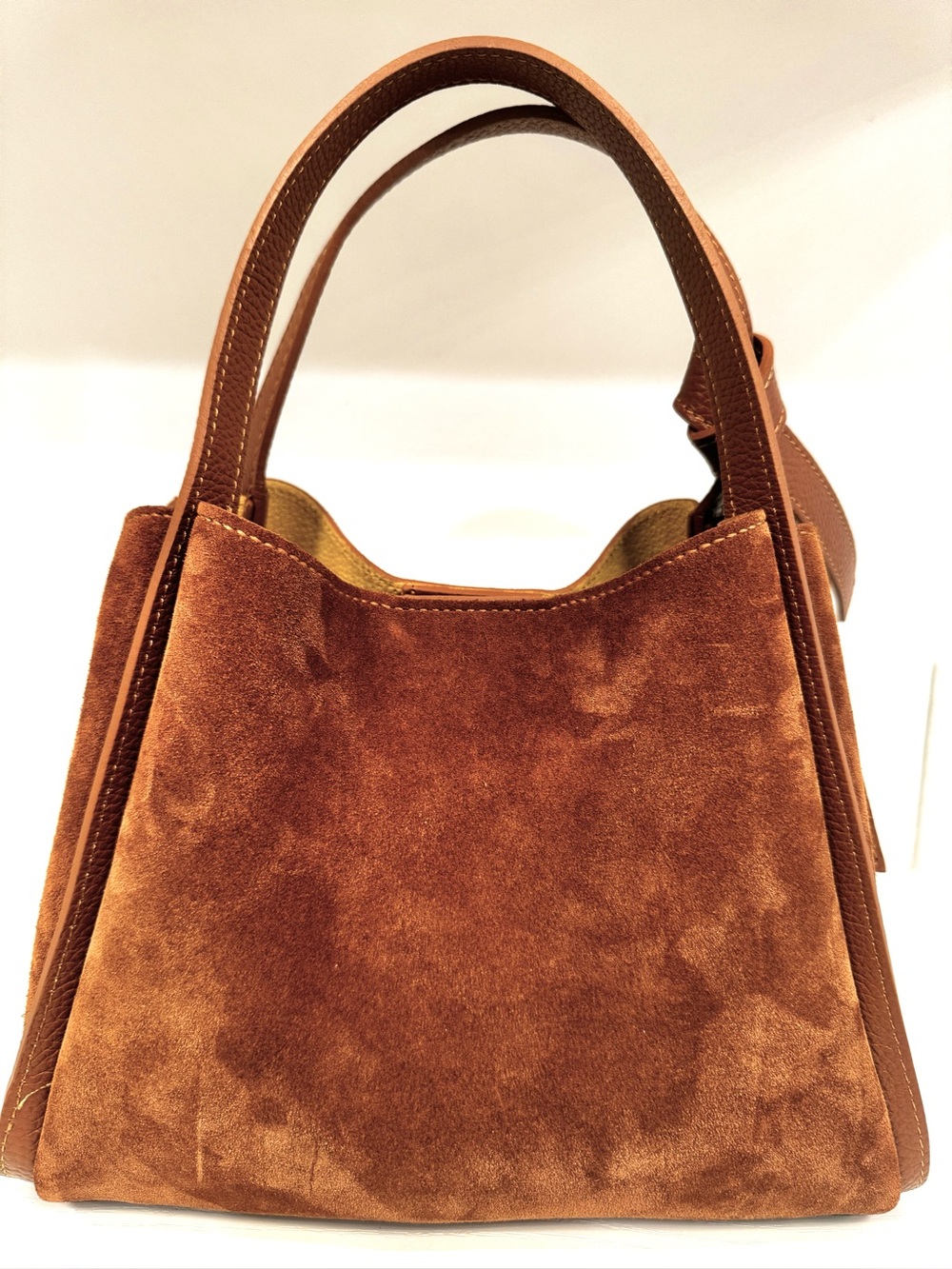 MADE IN ITALY Brown Suede  Shoulder Bag Like New